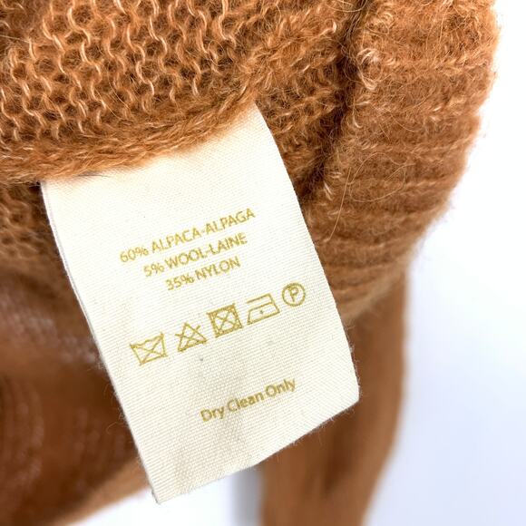 Free People Sweater Womens Oversized XS Brown Alpaca Wool Blend Deep V-Neck - Picture 6 of 6